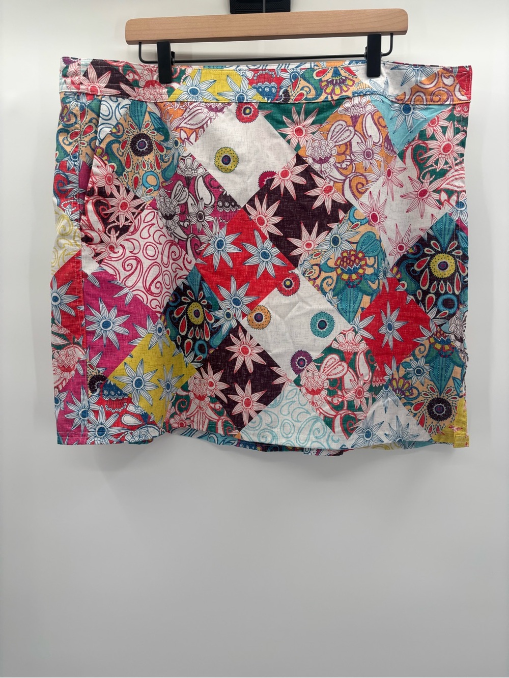 RipSkirt Hawaii Adjustable Wrap Skirt Floral Patchwork Mini Size XXL